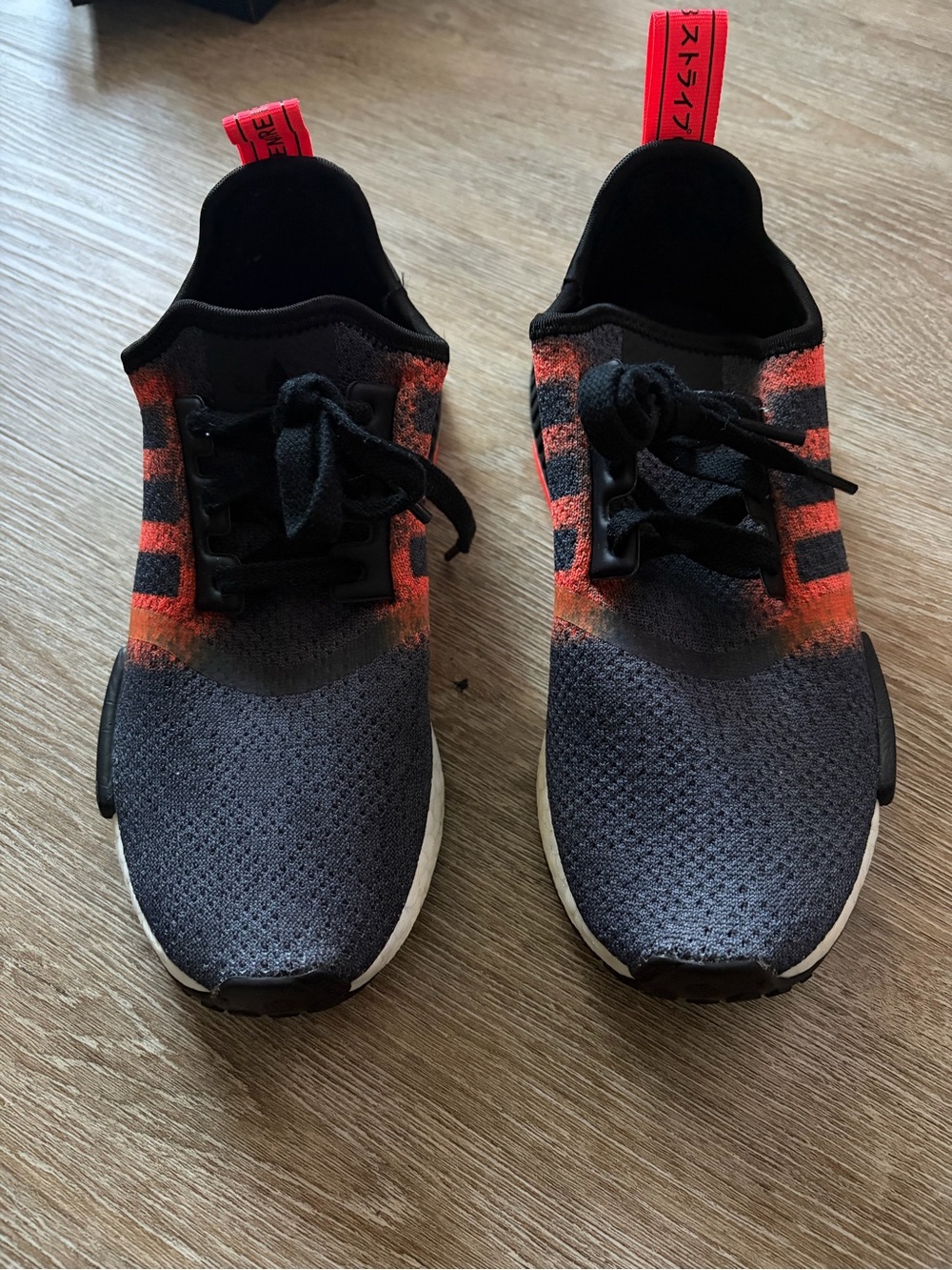 adidas NMD Kids Gray, Orange and Black Knit Sneakers